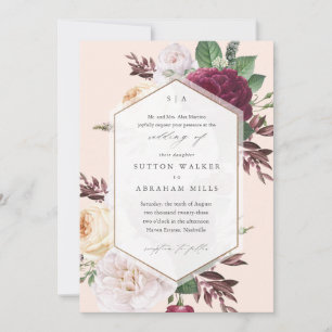 Elegante Hochzeit mit floralen Motiven Einladung