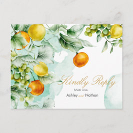 Elegante Hochzeit mit floralen und fruchtigen Wass Postkarte