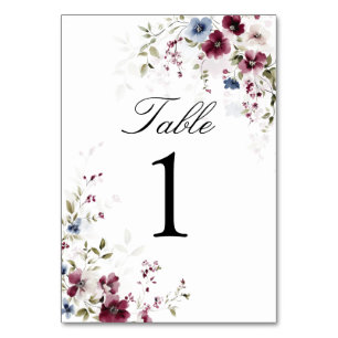 Elegante Hochzeit mit floralen Wasserfarben Person Tischnummer