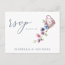 Elegante Hochzeit mit floraler Wasserfarbe Rsvp Postkarte