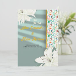 Elegante Hochzeit mit Gold Floral Einladung