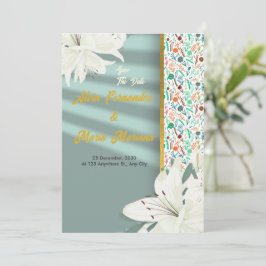 Elegante Hochzeit mit Gold Floral Einladung