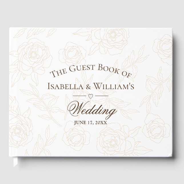 Elegante Hochzeit mit Gold Floral Gästebuch (Vorderseite)