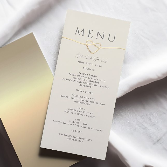 Elegante Hochzeit mit Gold und Elfenbeinküche Menükarte (Von Creator hochgeladen)