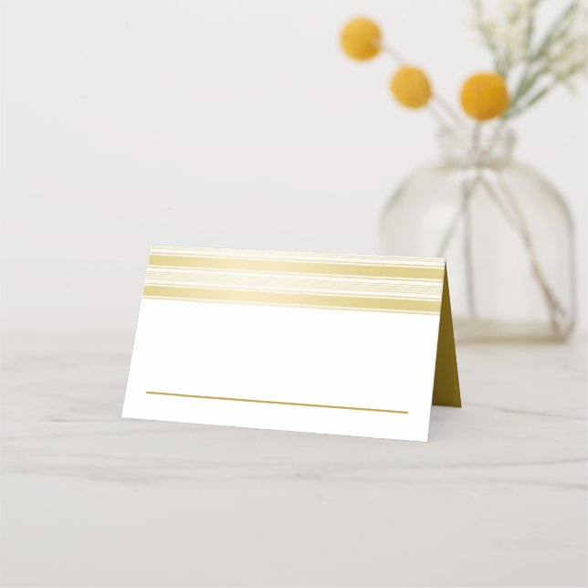 Elegante Hochzeit mit Gold und Weiß Platzkarte (Vorderseite)