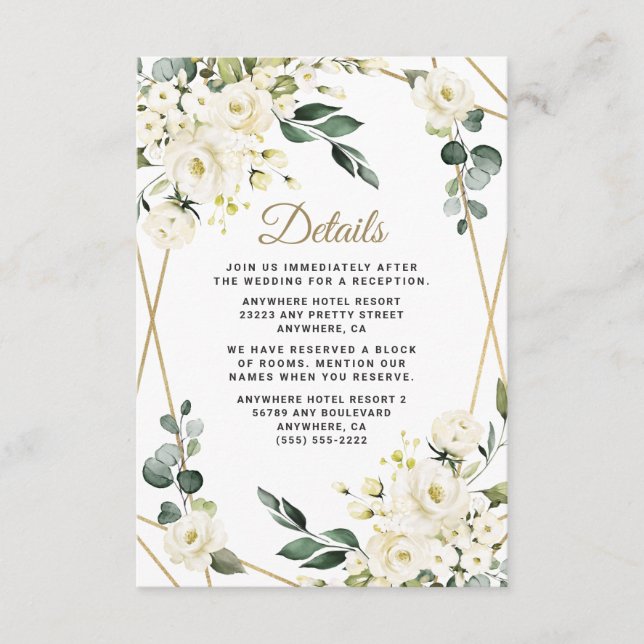 Elegante Hochzeit mit goldenem geometrischem Blume Begleitkarte (Vorderseite)