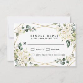 Elegante Hochzeit mit goldenem geometrischem Blume RSVP Karte
