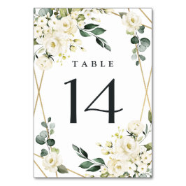 Elegante Hochzeit mit goldenem geometrischem Blume Tischnummer