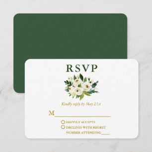 Elegante Hochzeit mit grüner Blüte RSVP Karte