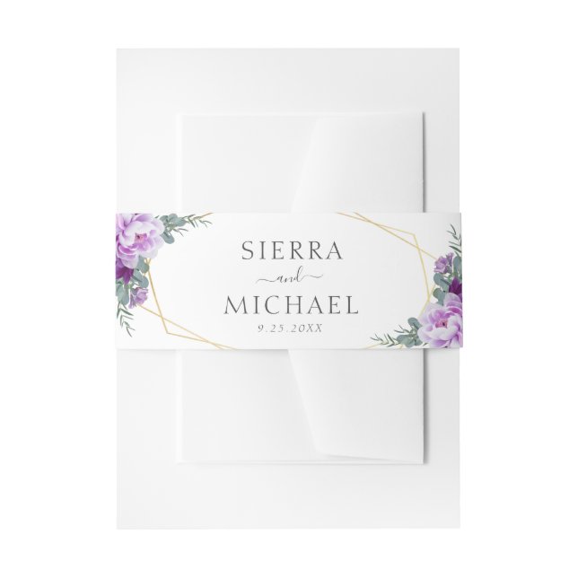 Elegante Hochzeit mit Lila Blumen Einladungsbanderole (Vorderseite Beispiel)