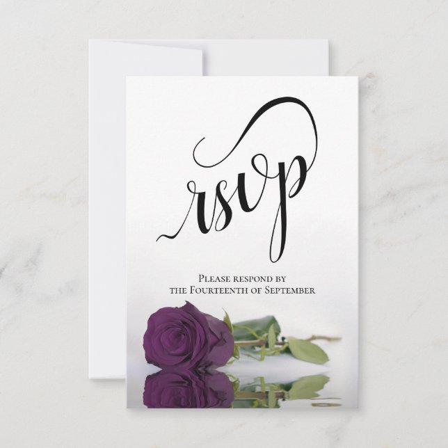 Elegante Hochzeit mit Lila Pflaume RSVP Karte (Vorderseite)
