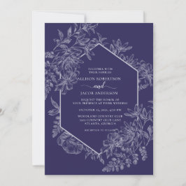 Elegante Hochzeit mit Lila und weißer Geometrie Einladung