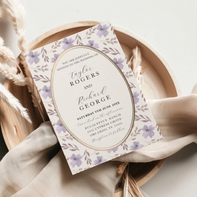 Elegante Hochzeit mit Lila Wasser Einladung (Von Creator hochgeladen)