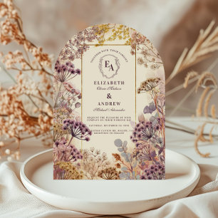 Elegante Hochzeit mit Malvenblüten Einladung