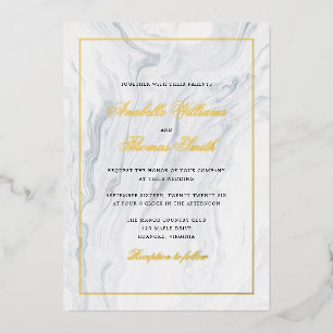 Elegante Hochzeit mit Marmor und Gold Folieneinladung