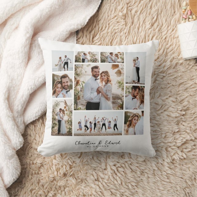 Elegante Hochzeit mit minimalem Foto Kissen (Decke)