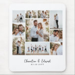 Elegante Hochzeit mit minimalem Foto Mousepad<br><div class="desc">Elegante moderne minimale personalisierte Hochzeit Foto Collage einfache saubere Linien Familie Geschenk Maus-Pad.</div>