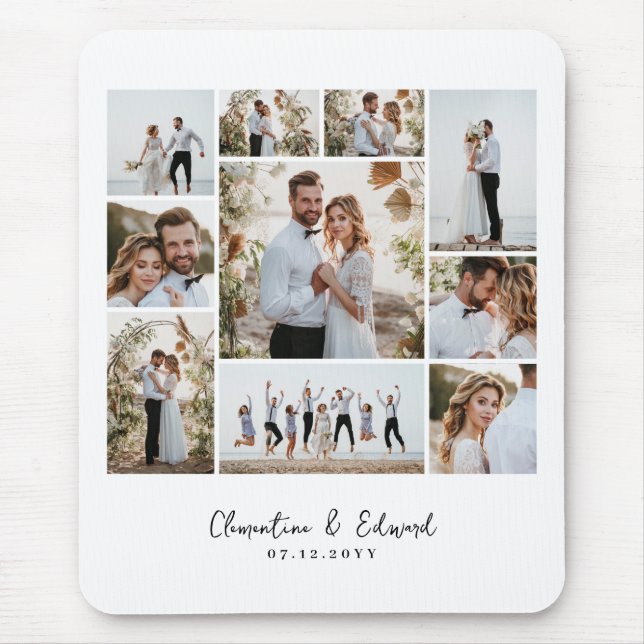 Elegante Hochzeit mit minimalem Foto Mousepad (Vorne)