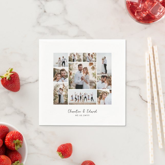 Elegante Hochzeit mit minimalem Foto Serviette (Beispiel)