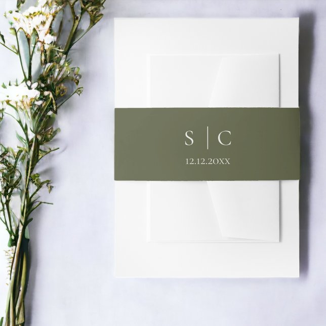 Elegante Hochzeit Mit Monogramm Einladungsbanderole (Elegant Wedding Monogrammed Invitation Belly Bands from Ricaso)