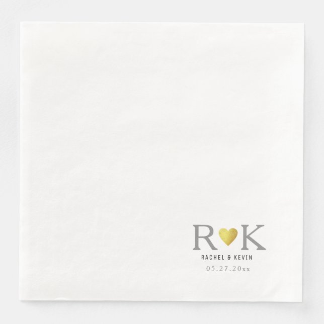 Elegante Hochzeit mit Monogramm Serviette (Vorderseite)