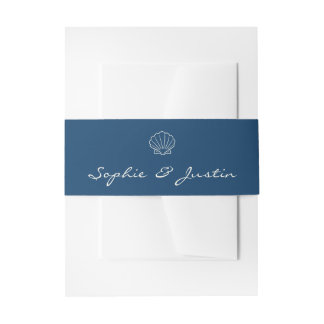 Elegante Hochzeit mit navyblauen Muscheln Einladungsbanderole