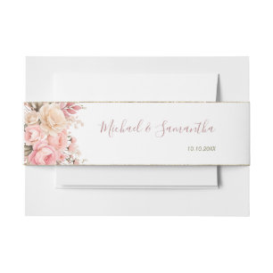 Elegante Hochzeit mit rosa und elfenbeinfarbenen R Einladungsbanderole