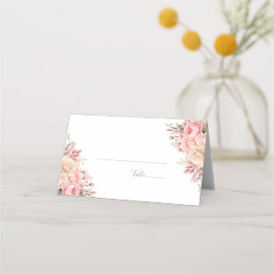 Elegante Hochzeit mit rosa und elfenbeinfarbenen R Platzkarte