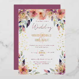 Elegante Hochzeit mit rosafarbenem Wasser Folieneinladung