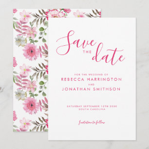 Elegante Hochzeit mit rosafarbenem Wasser Save The Date