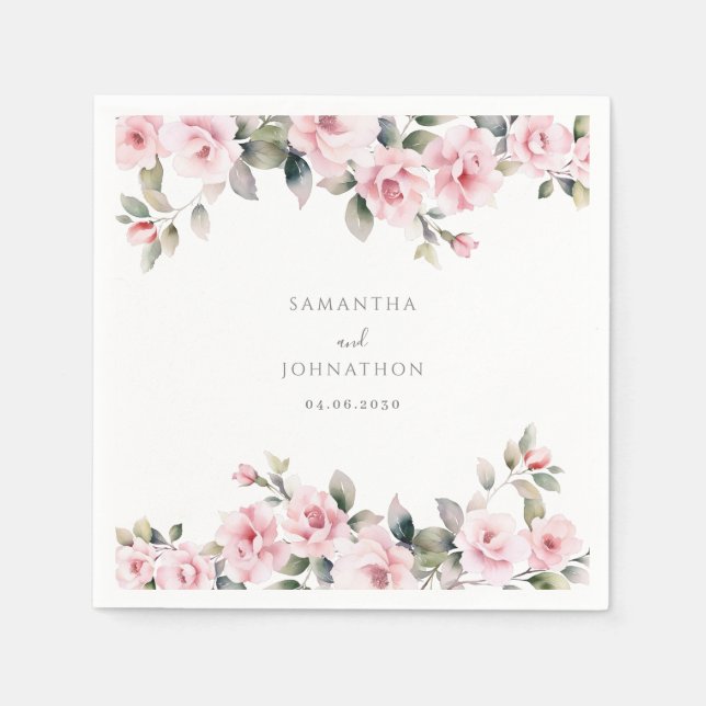 Elegante Hochzeit mit rosafarbenem Wasser Serviette (Vorderseite)