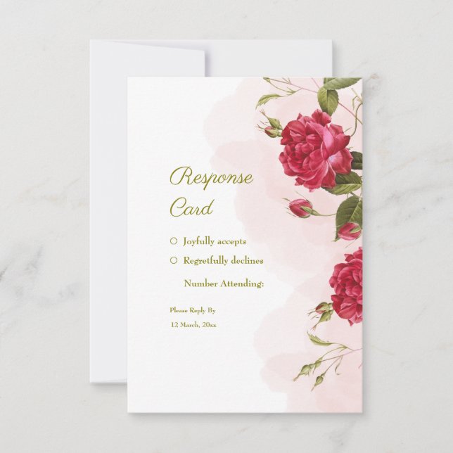 Elegante Hochzeit mit Rose RSVP Karte (Vorderseite)