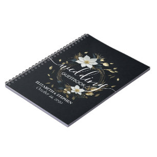 Elegante Hochzeit mit Schwarz-weißem und goldenem  Notizblock