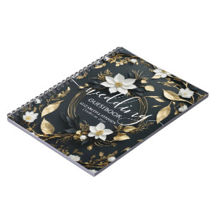 Elegante Hochzeit mit Schwarz-weißem und goldenem  Notizblock