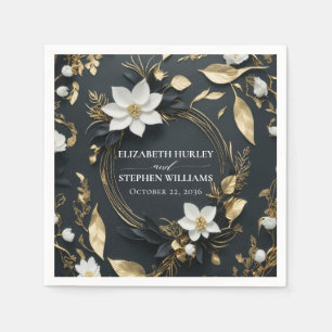 Elegante Hochzeit mit Schwarz-weißem und goldenem Serviette