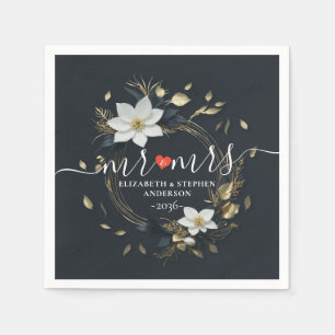 Elegante Hochzeit mit Schwarz-weißem und goldenem  Serviette