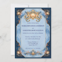 Elegante Hochzeit mit Seepferdchen am Strand in Bl