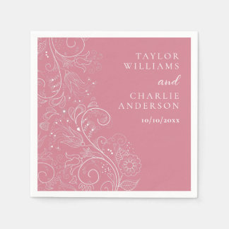 Elegante Hochzeit mit staubigem Rosa und floralen Serviette