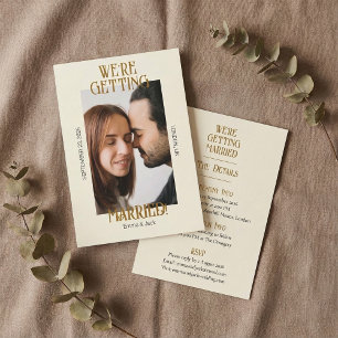Elegante Hochzeit mit Vintagem Foto in den Farben  Einladung