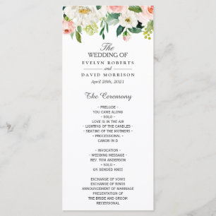 Elegante Hochzeit mit Wasserfarbe Rosa Blütenfarbe Programm