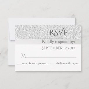 Elegante Hochzeit mit weißem Blumenmuster RSPV RSVP Karte