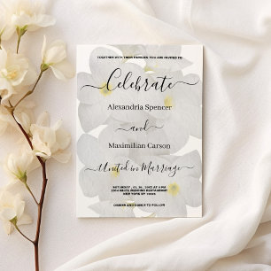 Elegante Hochzeit mit weißer gelber Spitze Einladung