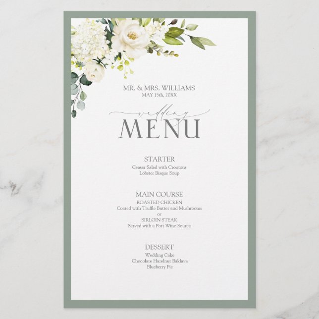 Elegante Hochzeit mit weißer grauer Wasserfarbe (Vorderseite)