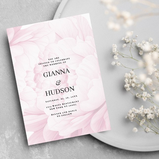 Elegante Hochzeit mit weißer Pink-Torte Einladung (Elegant white pink peony watercolor floral wedding)