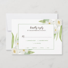 Elegante Hochzeit mit weißer und grüner Blüte RSVP Karte