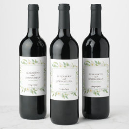 Elegante Hochzeit mit weißer und grüner Blüte Weinetikett