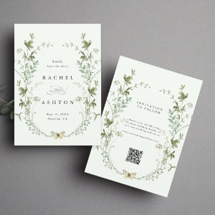 Elegante Hochzeit mit zarten Wasserfarben-Wildblum Save The Date
