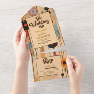 Elegante Hochzeit Mitte Jahrhundert All In One Einladung