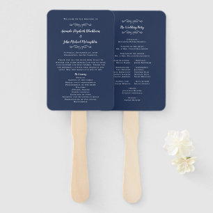 Elegante Hochzeit Moderne Zeremonie-Programm Blau Fächer