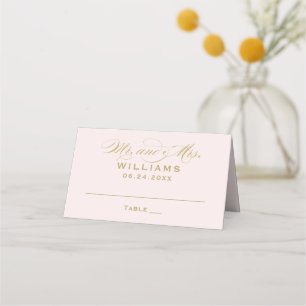Elegante Hochzeit Mr Mrs in Rosa Gold Kalligrafie Platzkarte